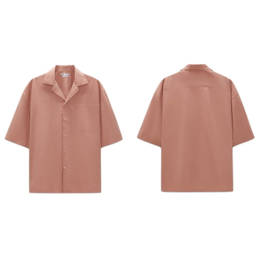 ZARA POPLIN POCKET SHIRT SS22 PALE PINK | 4549/972